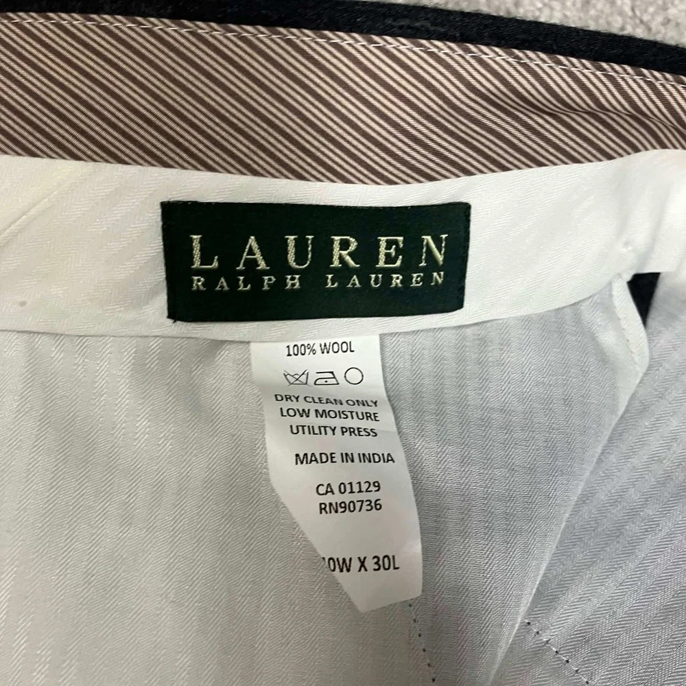 Lauren Ralph Lauren Mens Gray 100% Wool Pleated Cuffed Dress Pants 40x30